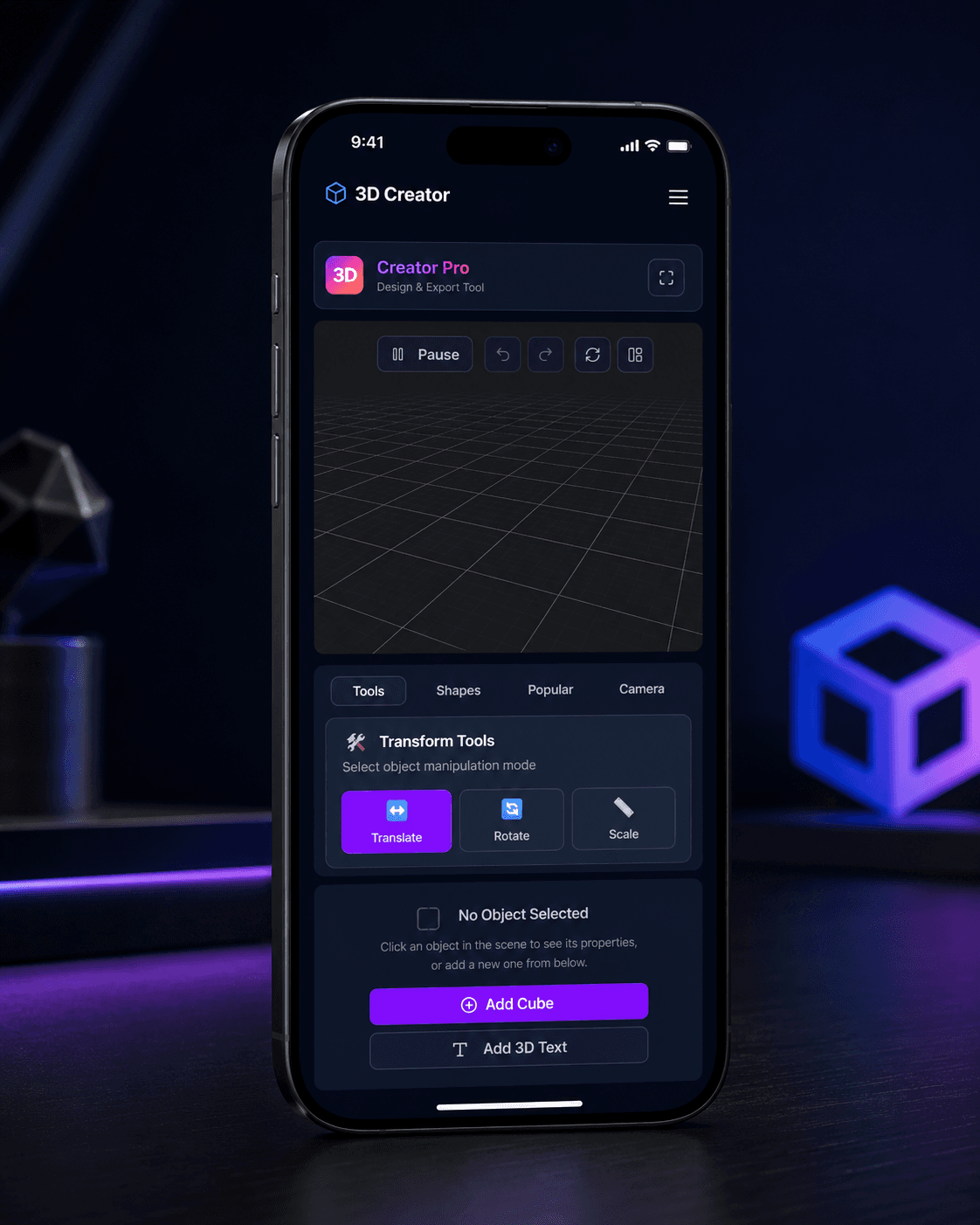 3D Creator mobile project preview